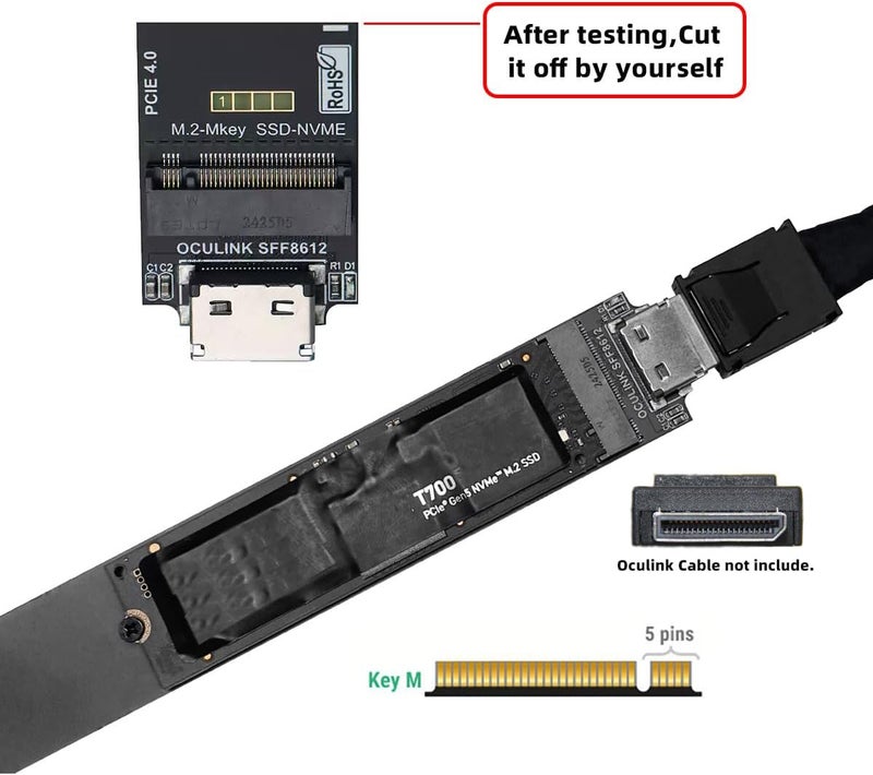 CY Adapter Oculink SFF-8612 SFF-8611 to M.2 NGFF M-Key to NVME PCIe SSD 2230 2280 22110 SSD PCBA Adapter for Mainboard - Image 5